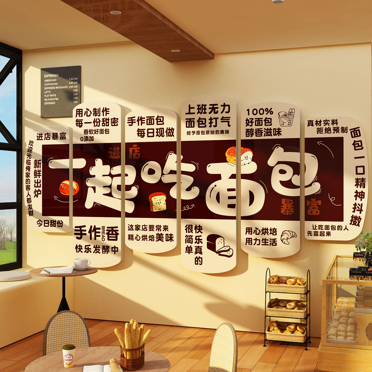 网红面包店墙面装饰蛋糕