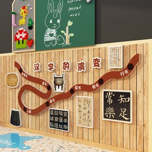 汉字的演变文化墙面装饰贴环创甲骨文教室后墙班级氛围布置黑板报