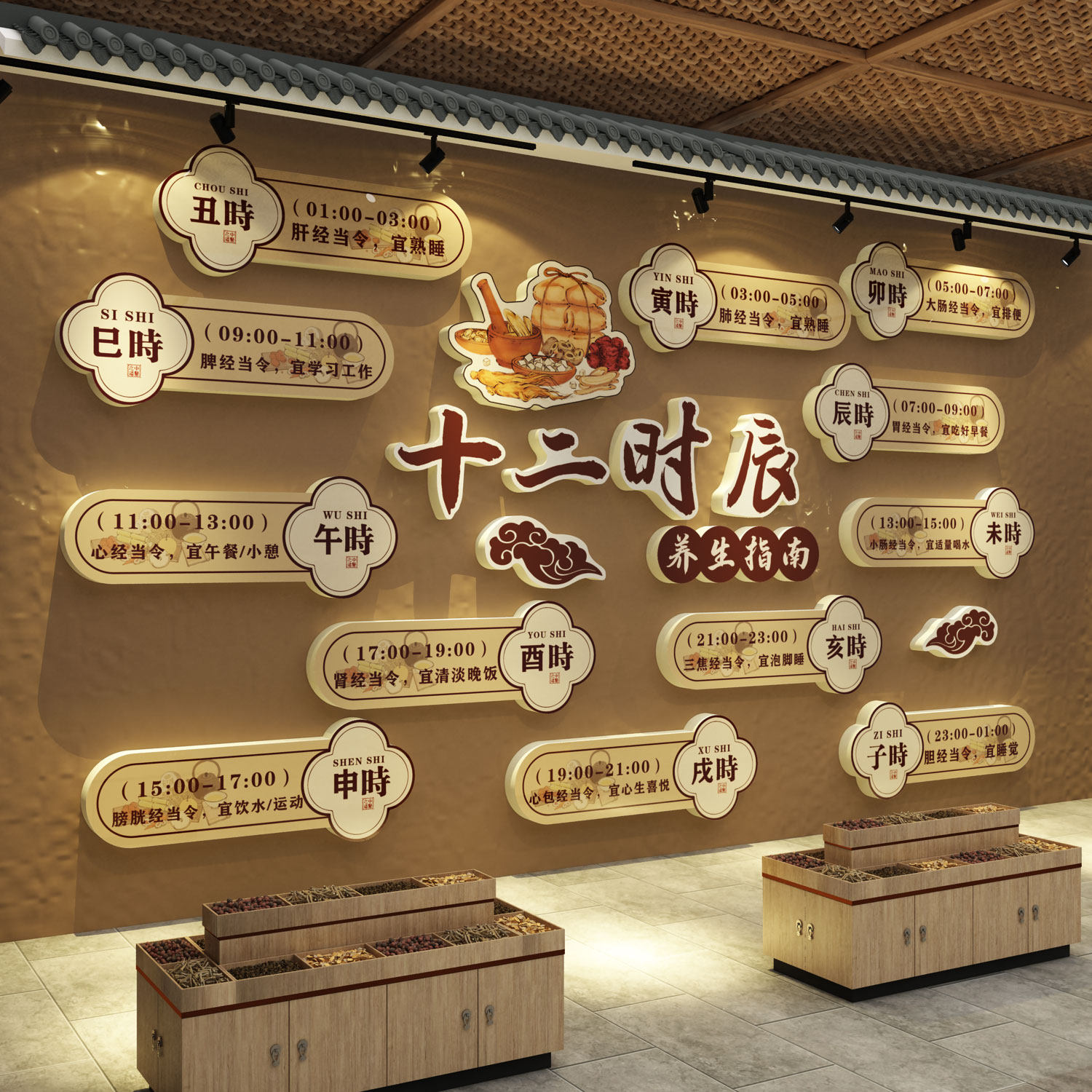 十二时辰中医养生馆软装饰药店图挂画形象墙面氛围布置文化八段锦,家居饰品,软装墙贴,淘宝优惠券,粉丝福利购,淘宝优惠卷