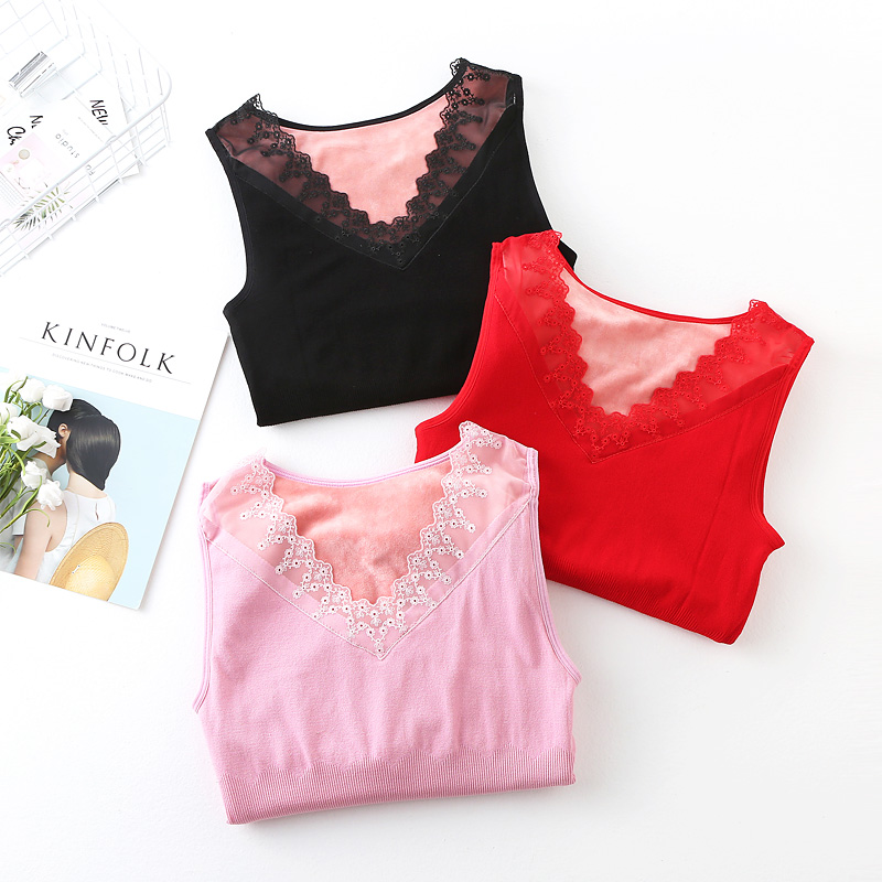 2件75折冬加绒加厚保暖背心女上衣吊带马甲打底内穿修身紧身单件