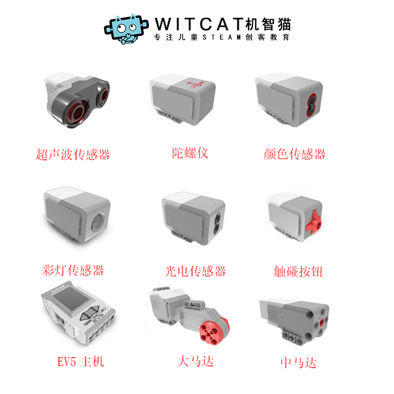 EV3彩灯传感器陀螺仪机器人配件