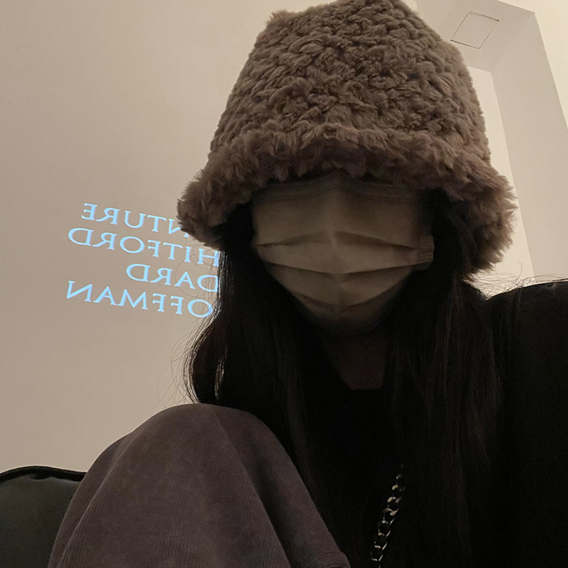 毛绒绒圆脸显脸小单品渔夫帽保暖