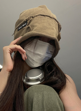 TUshu/废土风不想理人～大版水洗复古包头帽子男女情侣堆堆帽冷帽