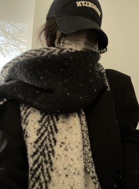 TUshu/黑色系列yyds～ins气质不过时拉毛感围巾秋冬保暖时髦围脖