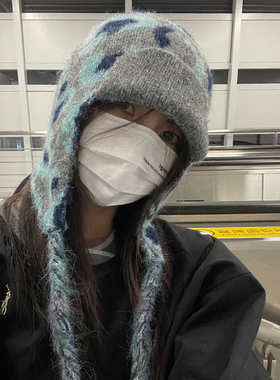 TUshu/豹纹麻花辫子帽～秋冬时髦复古雷锋帽子保暖护耳百搭飞行帽