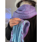 TUshu 狗尾巴水母紫～秋冬ins气质保暖围巾韩版 百搭防寒流苏围脖