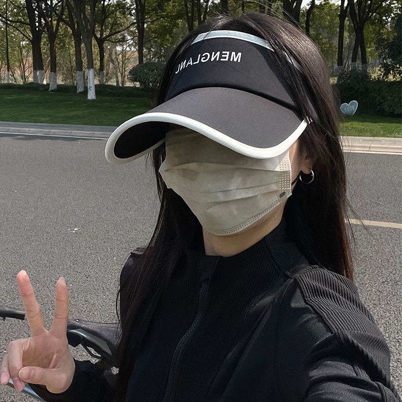 加长帽檐冰丝空顶骑行防晒遮阳帽