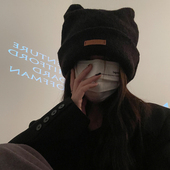 ～秋冬大版 TUshu 猫耳朵两戴款 包头帽子女复古时髦保暖堆堆帽冷帽