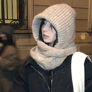 帽子围脖一体雷锋帽保暖套头帽 燕麦可可温暖感～冬季 TUshu 加绒款