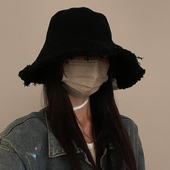 机场渔夫帽～水洗毛边渔夫帽子女夏季 TUshu 幂式 遮阳显脸小盆帽潮