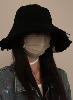 TUshu/幂式机场渔夫帽～水洗毛边渔夫帽子女夏季遮阳显脸小盆帽潮