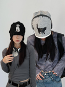 TUshu 日系复古印花包头帽子女卷边百搭街头时尚 堆堆帽显脸小冷帽