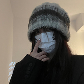 拉毛大版 Tushu 漆感中性风 毛线帽秋冬显脸小保暖百搭针织堆堆帽