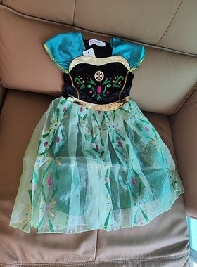 冰雪奇缘安娜公主裙绿色仙女连衣裙 游玩拍相影楼礼服 女宝宝裙