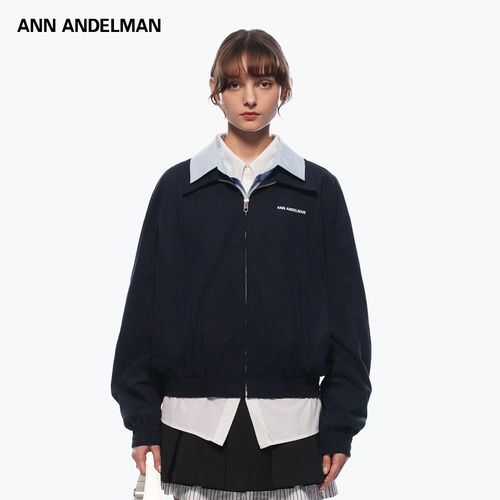 ANN ANDELMAN【痞幼同款】外套女2026年新款假两件拼接衬衫领夹克