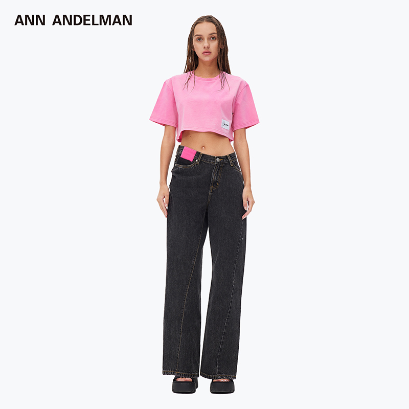 ANNANDELMAN直营  CANOTWAIT联名款高腰修身扭腰牛仔裤