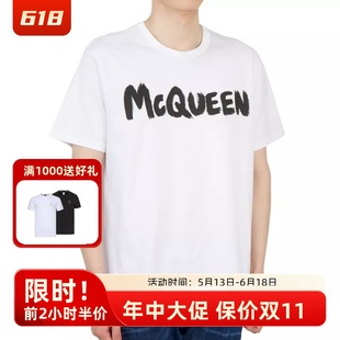 亚历山大·麦昆 白色品牌字母印花棉质短 ALEXANDER 男士 MCQUEEN