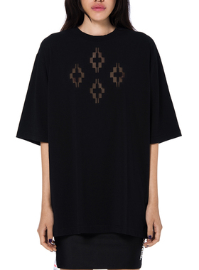 MARCELO BURLON 马塞洛布隆新款黑色棉质镂空logo女士T恤