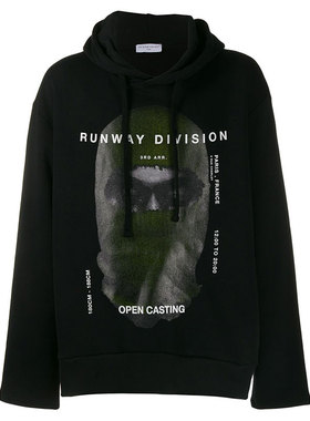 ih nom uh nit 怪奇物语 新款黑色棉质图案印花男女同款连帽外套