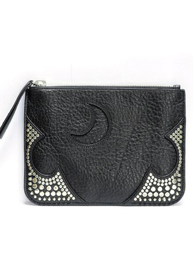 MCQ麦昆 女包牛皮星月压纹钮钉中号手拿包