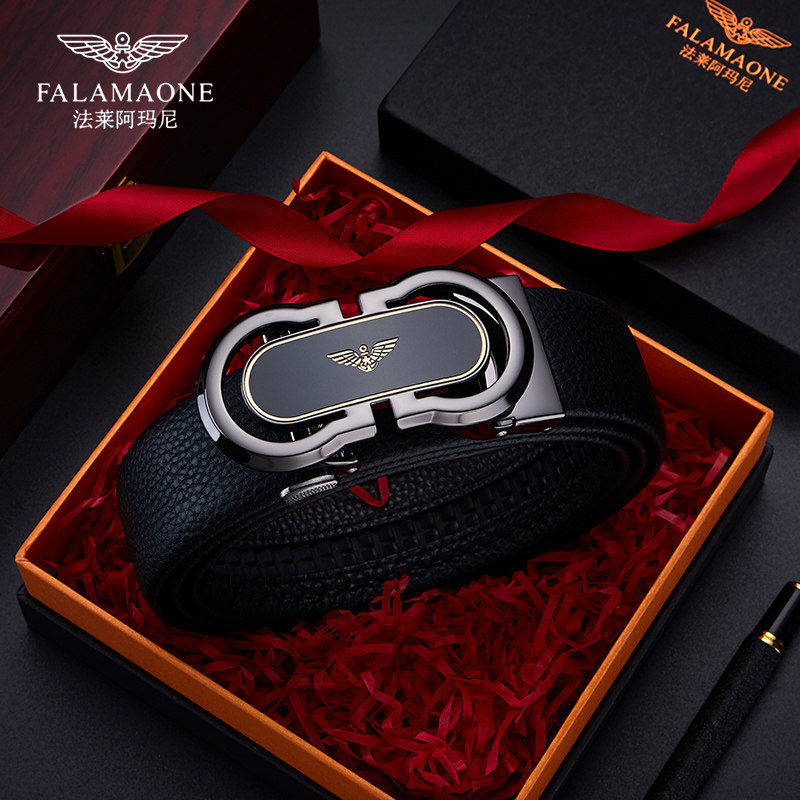 法莱阿玛尼正品男士皮带纯牛皮2025新款真皮腰带高端奢侈品牌裤带