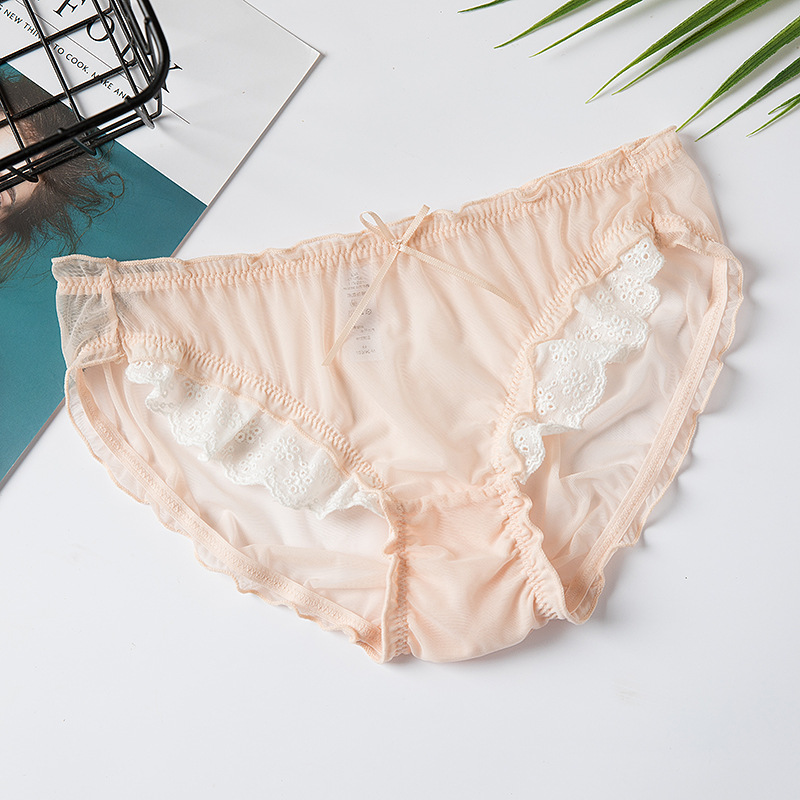新品性感透气三角裤女无痕蕾丝低腰透明女士内裤纯欲亲肤透气少女