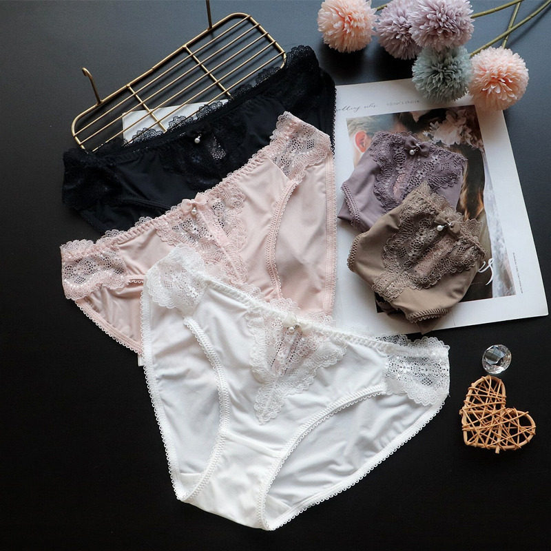 品质内裤女透气舒适奢华高端法式蕾丝三角裤女低腰性感纯欲风迷人