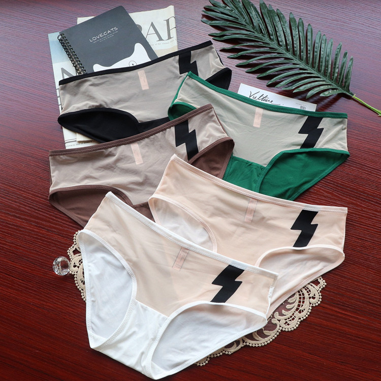 超舒适镂空女士撞色性感网纱内裤女中腰舒适高弹女式三角裤纯棉档