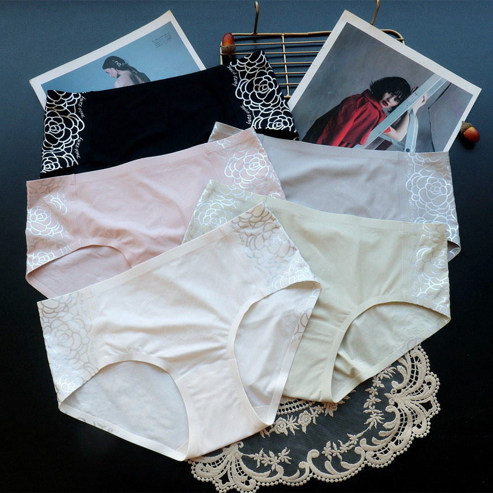 PINK女士一片式高弹无痕内裤女中腰舒适女式三角裤纯棉档透气内内