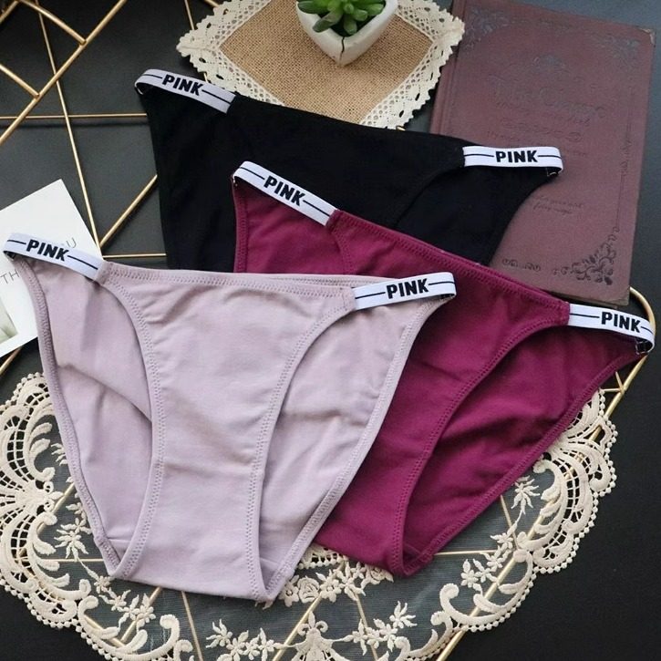新款内裤女PINK纯棉细带运动低腰性感三角裤少妇纯欲风欧美风包臀