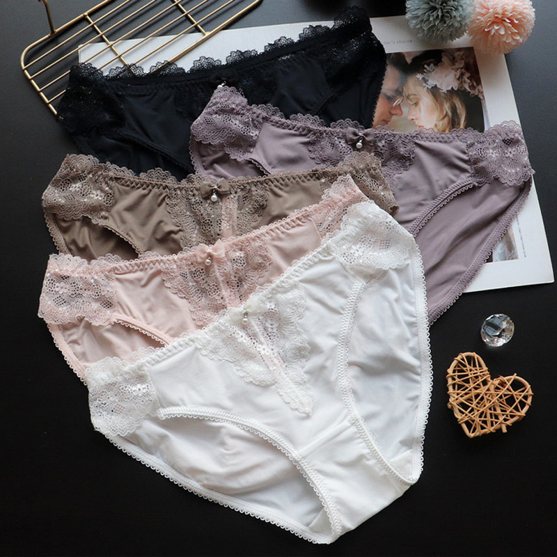 新款内裤女透气高弹性感蕾丝透明三角裤低腰纯棉档透明透视短裤头