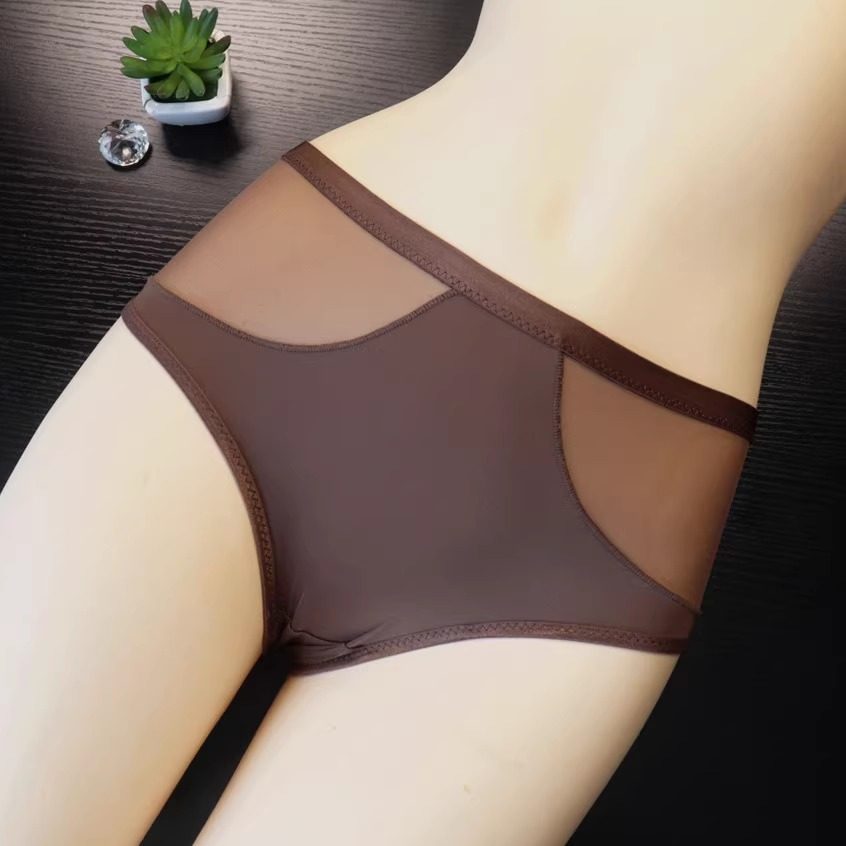 品质内裤女生性感三角裤中腰亲肤超薄透气舒适透明纯色小内内纯欲