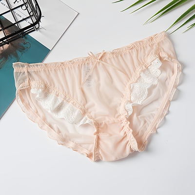 新品性感透气三角裤女无痕蕾丝低腰透明女士内裤纯欲亲肤透气少女