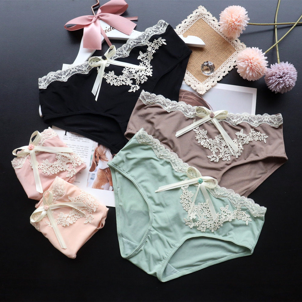新款冰丝内裤透气三角裤女式性感舒适日系女士小内内中腰底裤提臀