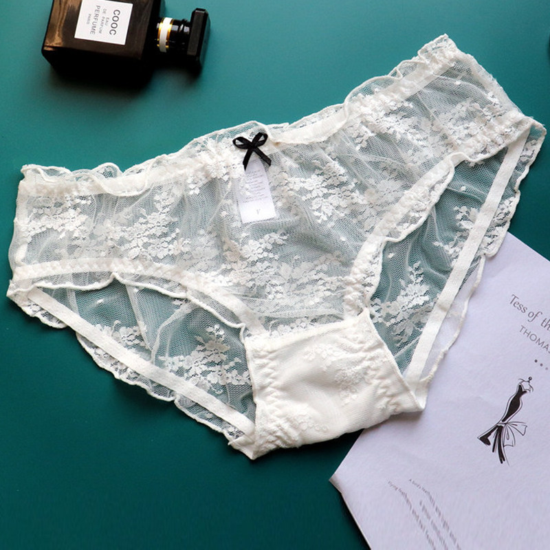 品质内裤女透明蕾丝边火辣低腰性感激情情趣透视三角裤小仙女短裙