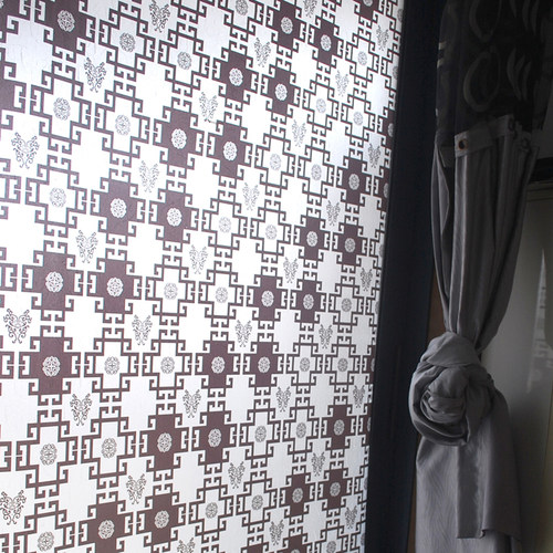 自粘书房中式复古玻璃贴防脱落