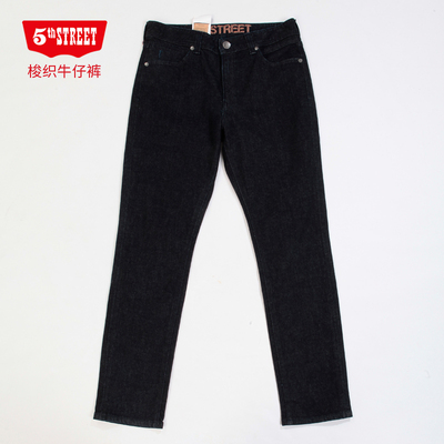 第五街新款深色牛仔裤春秋男装中腰宽松直筒休闲长裤015613-192M0