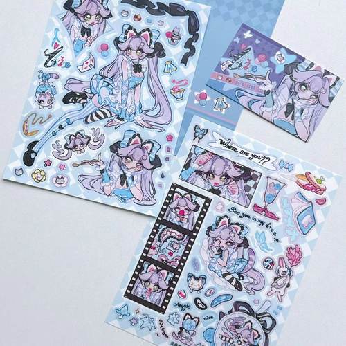 【新品现货】E厘米&灵奇奇人物咕卡贴纸半身/全身3寸卡套A4文件夹