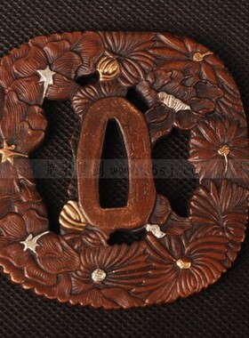 龙泉世剑全新通用刀镡 日本装具 长门 镶金镀银高档手工刀镡