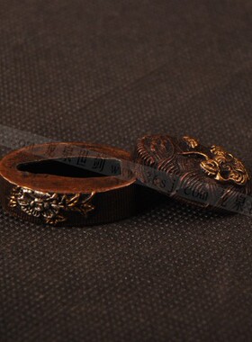 龙泉世剑 日本装具 刀镡金具 镶金镀银高档手工缘头 云龙柄帽