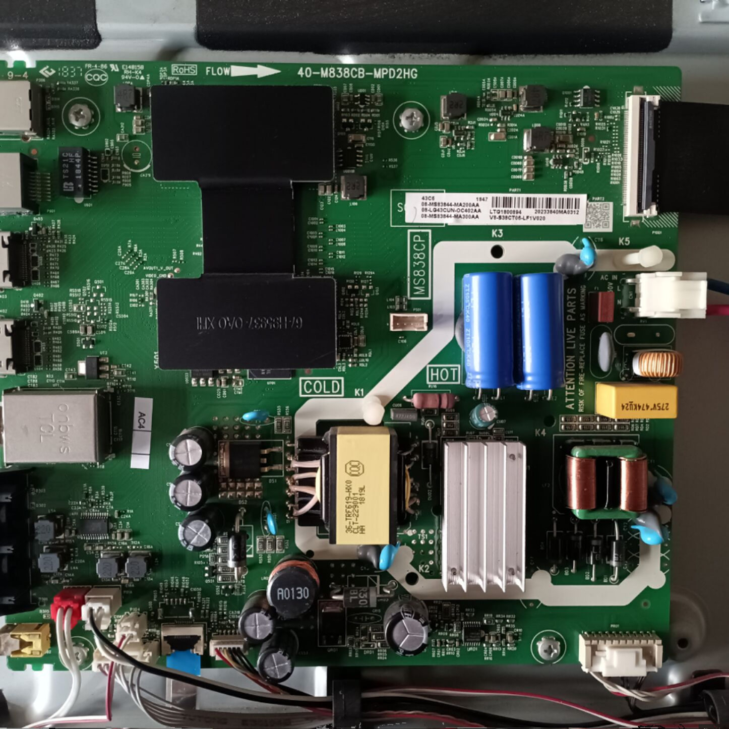 TCL 43C6 主板40-M838CB-MPD2HG屏LVU430NEBL LD9W00有试机图像