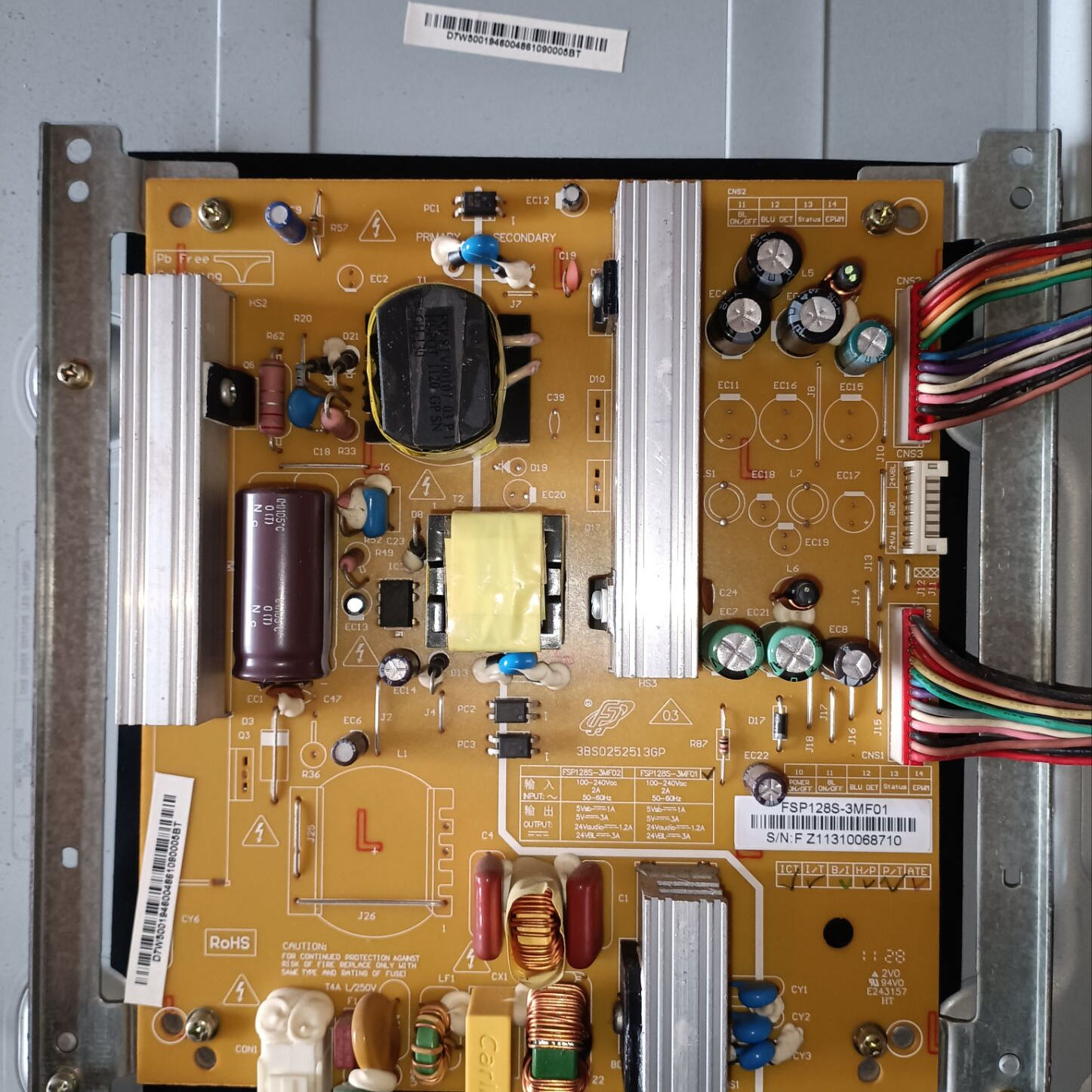 长虹LT26830EX LED32160I 3D32A7000iC电源板FSP128S-3MF01试机图