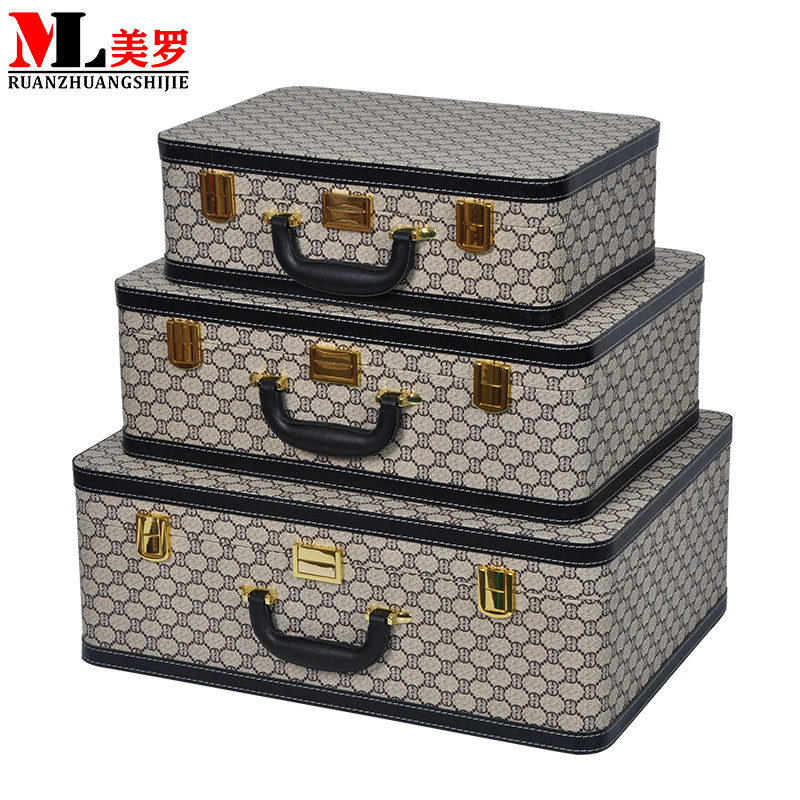 欧美风复古花纹手提箱皮质衣帽间软装样板房收纳整理箱摄影道具箱,收纳整理,收纳箱,淘宝优惠券,粉丝福利购,淘宝优惠卷