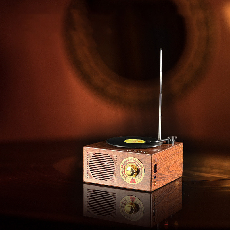 复古蓝牙音箱仿木留声机怀旧造型低音TWS经典手机音响装饰品