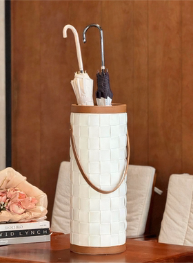 现代简约编织皮革挂伞筒收纳