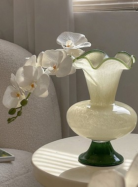 法式中古风灯玻璃墨绿花瓶摆件