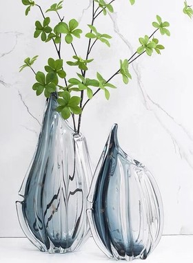 现代简约渐变玻璃水滴花瓶摆件