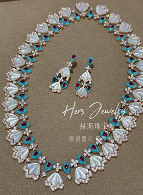 新品·折扇贝母女王s925银项链耳环晚宴重磅款