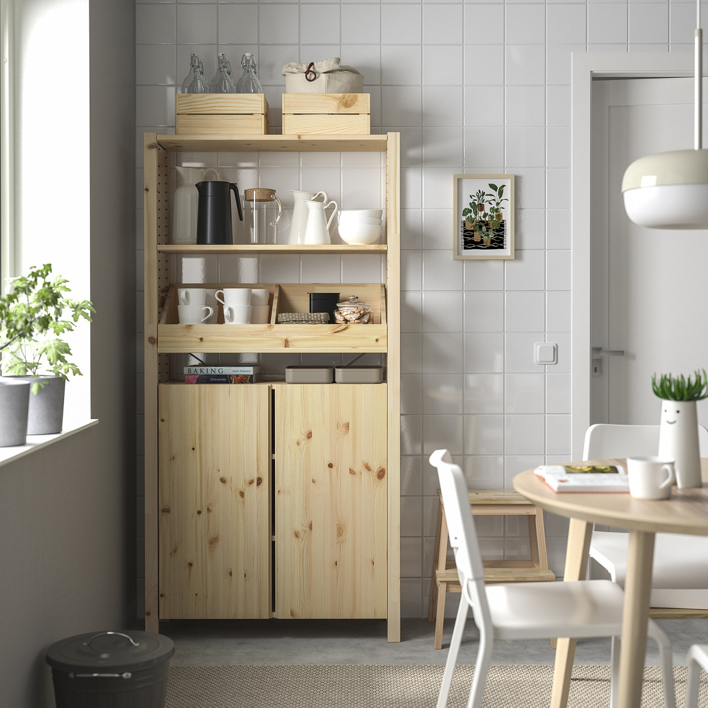 IKEA宜家代购伊娃搁架单元带储物盒搁板松木89x30x179厘米置物架