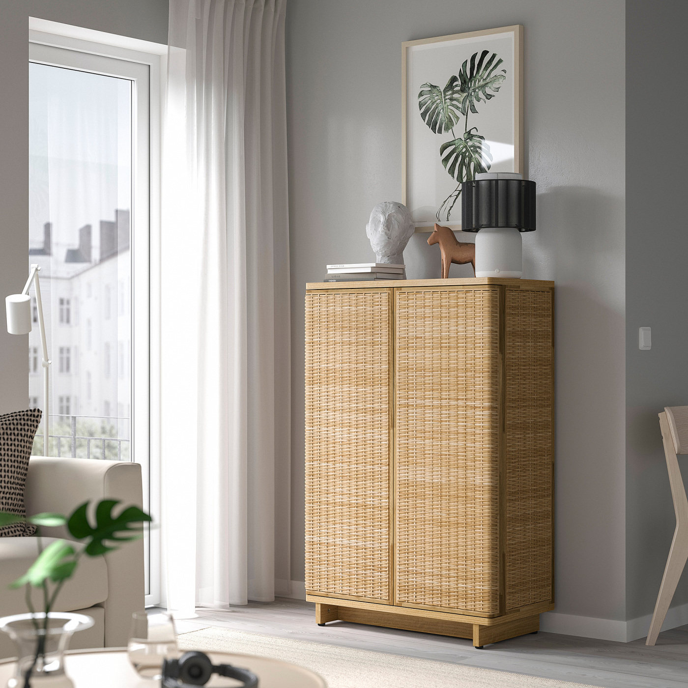 IKEA宜家代购弗莱萨柜子藤条81x124厘米家用收纳柜储物柜衣物柜